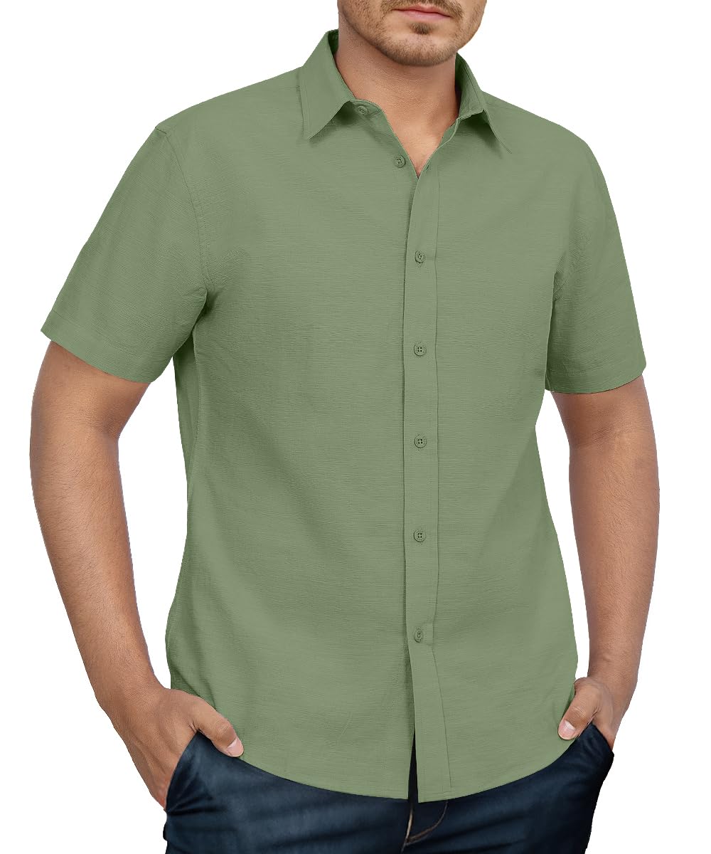 Men's Shirt Cotton Short Sleeve Casual Button Down Shirt WYWK Men's Shirt Cotton Short Sleeve Casual Button Down Shirt WYWK