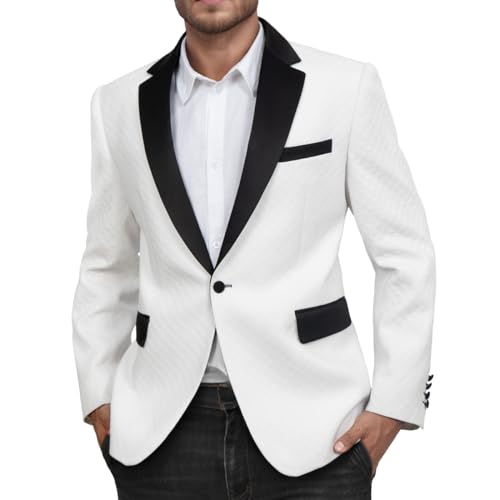 WYWK Men's White Prom Blazer One Button