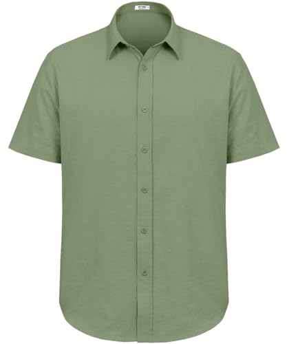 Men's Shirt Cotton Short Sleeve Casual Button Down Shirt