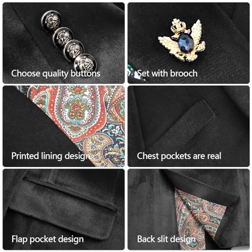 WYWK Men's Velvet Blazer For Dinner Party Wedding Prom Party