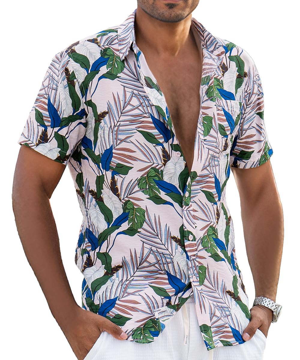 MSHA003-White-Blue Green Leave-1